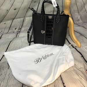Brighton Johnny Tall tote, Black leather